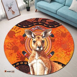 Amazing Aussie Indigenous Australian Aboriginal Kangaroo Spirit Dreaming Round Rug
