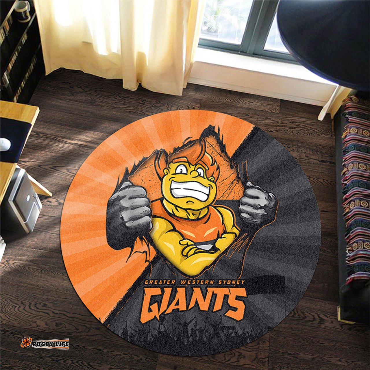 Amazing Aussie GWS GIANTS Breaking Through Fan Design Round Rug