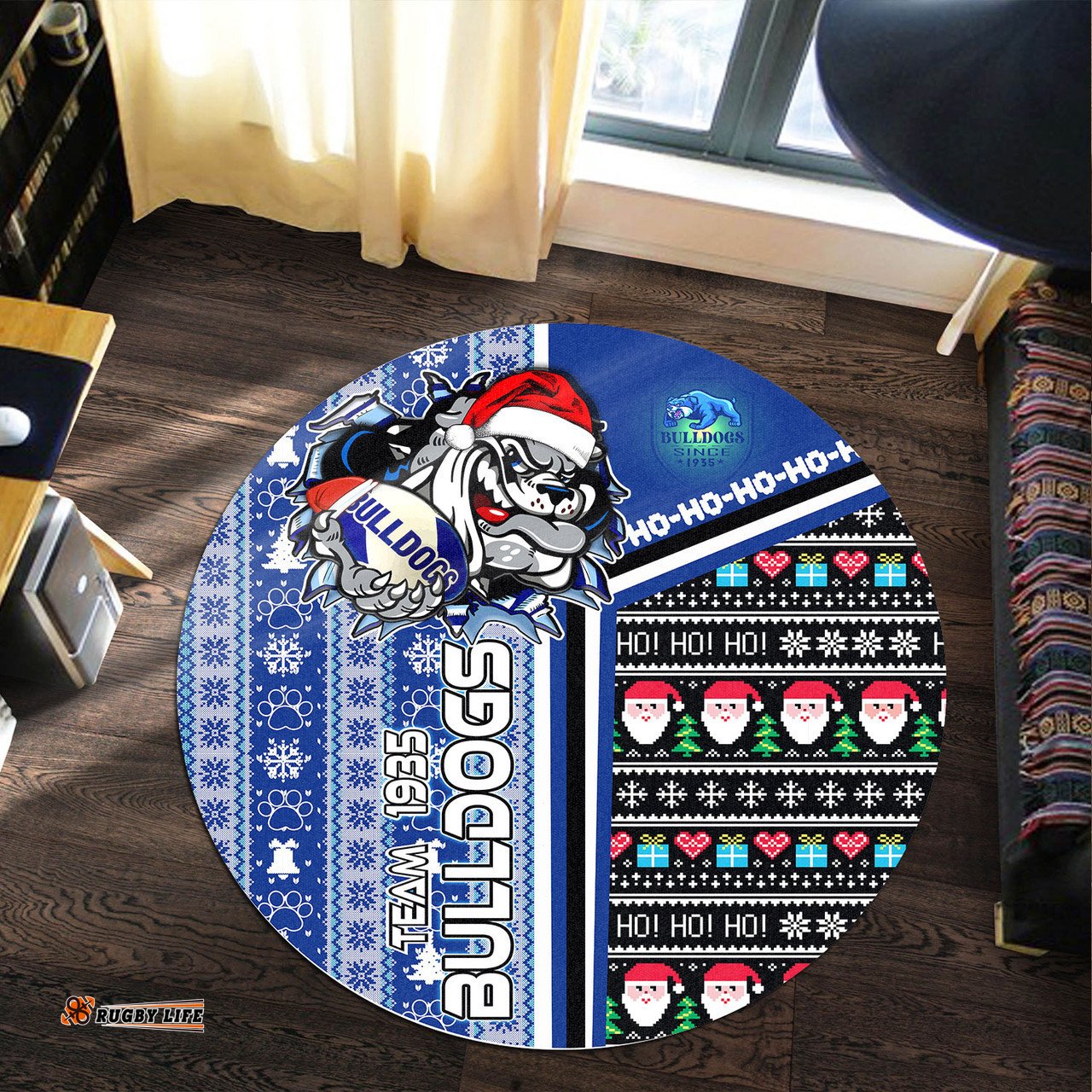 Amazing Aussie Australia Canterbury Bankstown Christmas Custom Scratch Canterbury Bankstown Christmas With Snowflakes Ho Ho Ho Round Rug