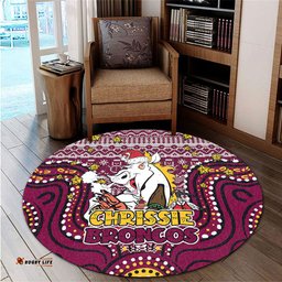 Amazing Aussie Brisbane Broncos Christmas Custom Christmas Knit Patterns Vintage Jersey Ugly Round Rug