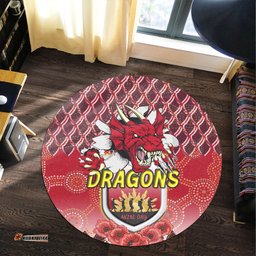 Amazing Aussie Australia Dragons Illawarra Dragons And Anzac Day With Dragons Poppy Flower Patterns Round Rug