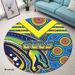 Amazing Aussie Parramatta Eels Electric Eel With Aboriginal Inspired Patterns Round Rug