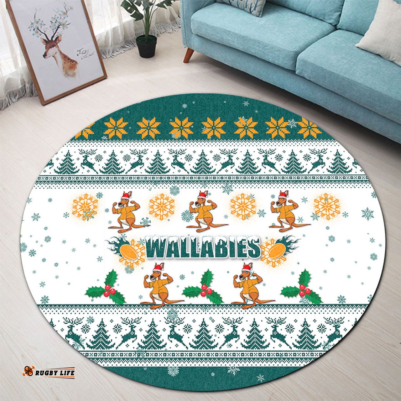 Amazing Aussie Australia Christmas Wallabies Special Ugly Christmas Round Rug