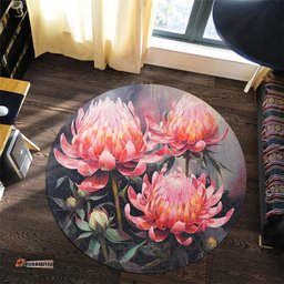 Amazing Aussie Australia Waratah Waratah Oil Painting Abstract Ver3 Round Rug