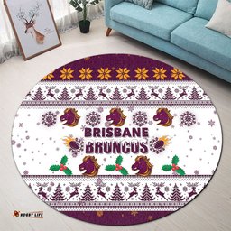 Amazing Aussie Brisbane Broncos Christmas Brisbane Broncos Special Ugly Christmas Round Rug