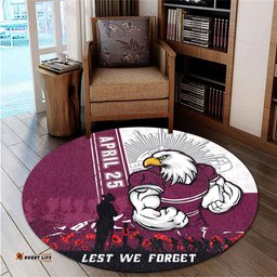 Amazing Aussie Manly Warringah Sea Eagles Anzac Day Lest We Forget Strong Fighting Spirit Round Rug