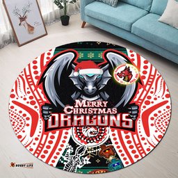 Amazing Aussie St. George Illawarra Dragons Christmas Merry Christmas Dragons Round Rug