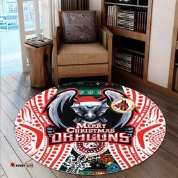 Amazing Aussie St. George Illawarra Dragons Christmas Merry Christmas Dragons Round Rug