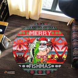 Amazing Aussie Australia Christmas Fishing Merrry Fishmas Angler Santa Claus Round Rug