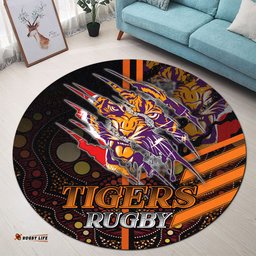 Amazing Aussie Wests Tigers Wests Tigers Claw Aboriginal Inspired Indigenous Sport Style Round Rug