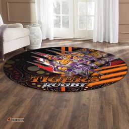 Amazing Aussie Wests Tigers Wests Tigers Claw Aboriginal Inspired Indigenous Sport Style Round Rug