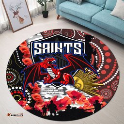 Amazing Aussie St. George Illawarra Dragons Anzac Team Poppy Aboriginal Inspired Round Rug