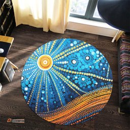 Amazing Aussie Australia Dreaming Aboriginal Aboriginal Culture Indigenous Dot Painting Inspired Round Rug