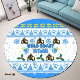 Amazing Aussie Gold Coast Titans Christmas Gold Coast Titans Special Ugly Christmas Round Rug