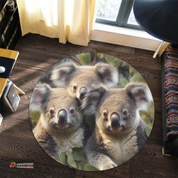 Amazing Aussie Australia Koala Three Koalas with Gum Trees Ver1 Round Rug