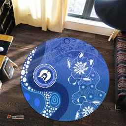 Amazing Aussie Australia Turtles Aboriginal Indigenous Dot Turtles In The Ocean (Blue) Round Rug