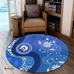 Amazing Aussie Australia Turtles Aboriginal Indigenous Dot Turtles In The Ocean (Blue) Round Rug