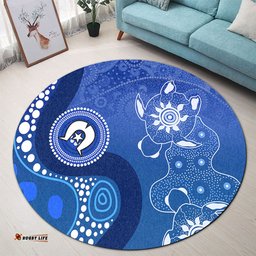 Amazing Aussie Australia Turtles Aboriginal Indigenous Dot Turtles In The Ocean (Blue) Round Rug
