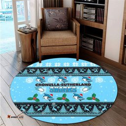 Amazing Aussie Cronulla Sutherland Sharks Christmas Cronulla Sutherland Sharks Special Ugly Christmas Round Rug