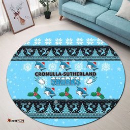 Amazing Aussie Cronulla Sutherland Sharks Christmas Cronulla Sutherland Sharks Special Ugly Christmas Round Rug