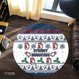 Amazing Aussie Sydney Roosters Christmas Sydney Roosters Special Ugly Christmas Round Rug
