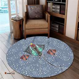 Amazing Aussie Australia Aboriginal Stingray Art In Aboriginal Dot Style Inspired Round Rug