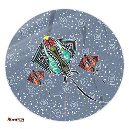 Amazing Aussie Australia Aboriginal Stingray Art In Aboriginal Dot Style Inspired Round Rug