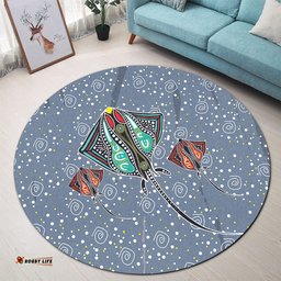 Amazing Aussie Australia Aboriginal Stingray Art In Aboriginal Dot Style Inspired Round Rug