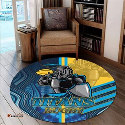 Amazing Aussie Gold Coast Titans Gold Coast Titans Ball Aboriginal Inspired Indigenous Sport Style Round Rug