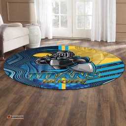 Amazing Aussie Gold Coast Titans Gold Coast Titans Ball Aboriginal Inspired Indigenous Sport Style Round Rug