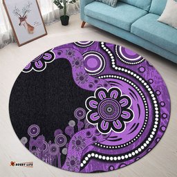 Amazing Aussie Australia Aboriginal Indigenous Dot Painting Purple Round Rug