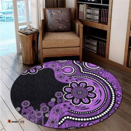 Amazing Aussie Australia Aboriginal Indigenous Dot Painting Purple Round Rug
