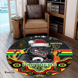 Amazing Aussie Penrith Panthers Christmas Custom Christmas Indigenous Penrith Panthers Round Rug