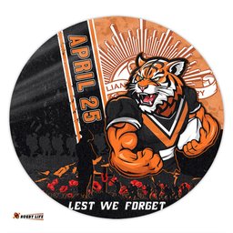 Amazing Aussie Wests Tigers Anzac Day Lest We Forget Strong Fighting Spirit Round Rug