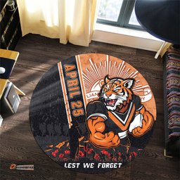 Amazing Aussie Wests Tigers Anzac Day Lest We Forget Strong Fighting Spirit Round Rug