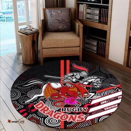 Amazing Aussie St. George Illawarra Dragons Saints Proud! Inspired! True! Dragon Aboriginal Inspired Patterns Round Rug