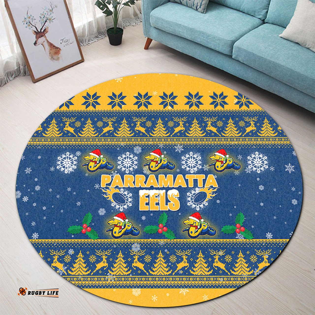 Amazing Aussie Parramatta Eels Christmas Special Ugly Christmas Round Rug