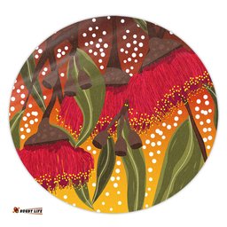 Amazing Aussie Australia Aboriginal Red Eucalyptus Aboriginal Dot Art Round Rug