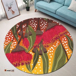 Amazing Aussie Australia Aboriginal Red Eucalyptus Aboriginal Dot Art Round Rug