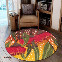 Amazing Aussie Australia Aboriginal Red Eucalyptus Aboriginal Dot Art Round Rug