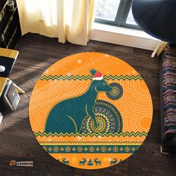 Amazing Aussie Wallabies Australia Ugly Xmas With Aboriginal Patterns For Die Hard Fans Round Rug