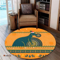 Amazing Aussie Wallabies Australia Ugly Xmas With Aboriginal Patterns For Die Hard Fans Round Rug
