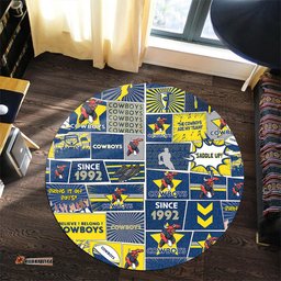Amazing Aussie North Queensland Cowboys Team Of Us Die Hard Fan Supporters Comic Style Round Rug