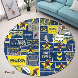 Amazing Aussie North Queensland Cowboys Team Of Us Die Hard Fan Supporters Comic Style Round Rug