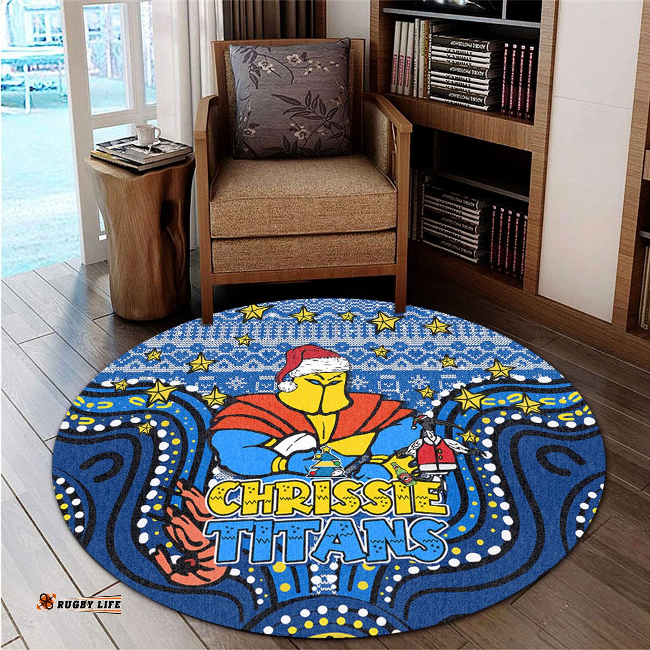 Amazing Aussie Gold Coast Titans Christmas Custom Christmas Knit Patterns Vintage Jersey Ugly Round Rug