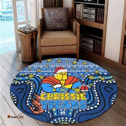 Amazing Aussie Gold Coast Titans Christmas Custom Christmas Knit Patterns Vintage Jersey Ugly Round Rug