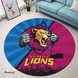 Amazing Aussie Brisbane Lions Breaking Through Fan Design Round Rug