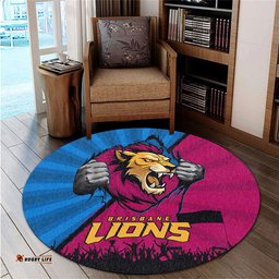 Amazing Aussie Brisbane Lions Breaking Through Fan Design Round Rug