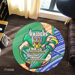 Amazing Aussie Canberra Raiders A True Champion Will Fight Through Anything With Polynesian Patterns Round Rug