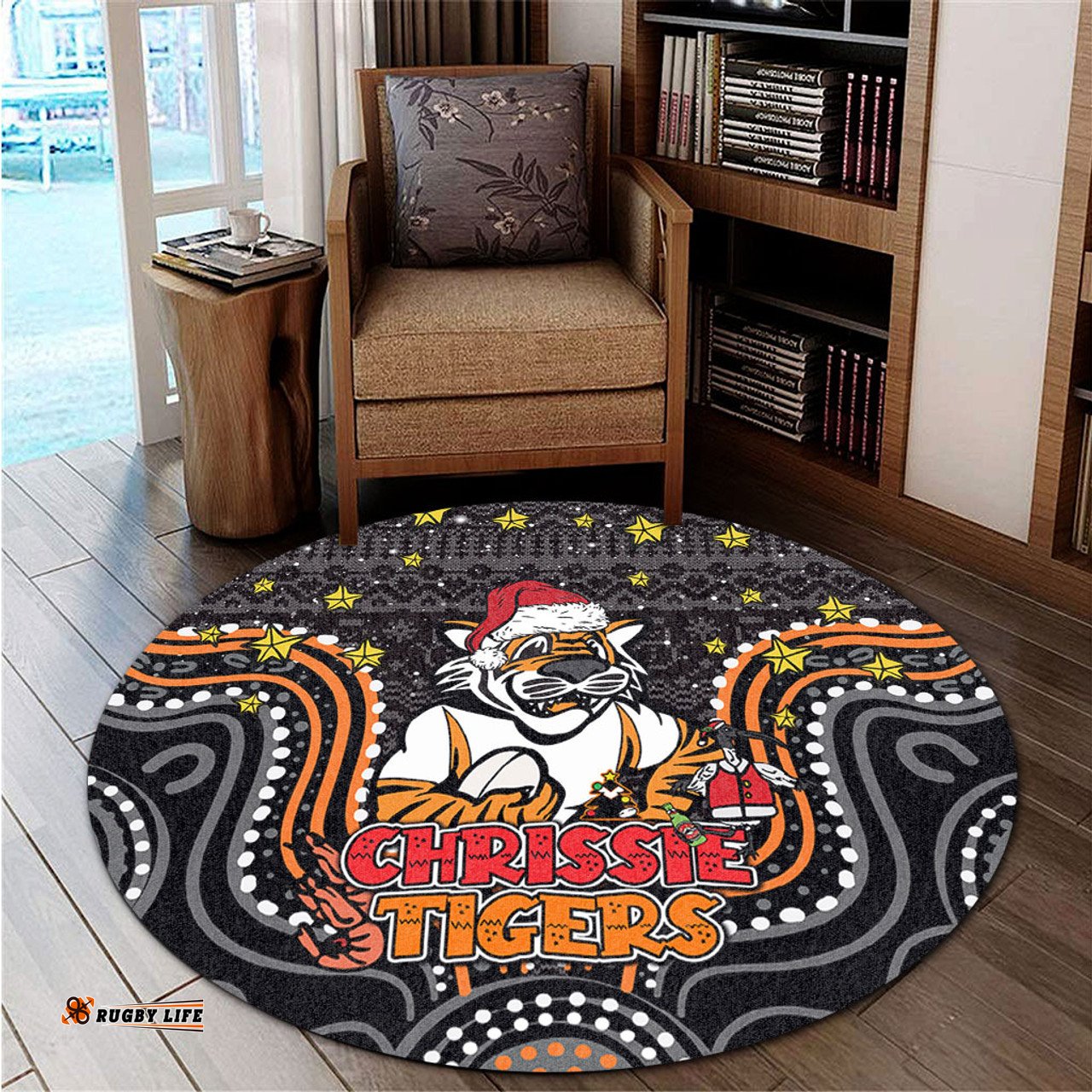Amazing Aussie Wests Tigers Christmas Custom Christmas Knit Patterns Vintage Jersey Ugly Round Rug